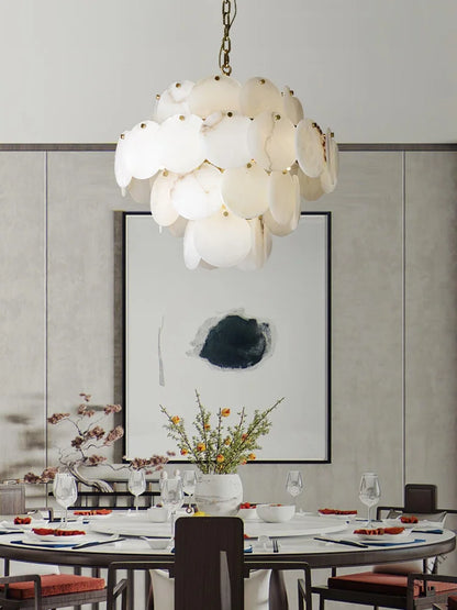 Alabaster Shell Brass Chandelier with 2/3/4/5/6 layer