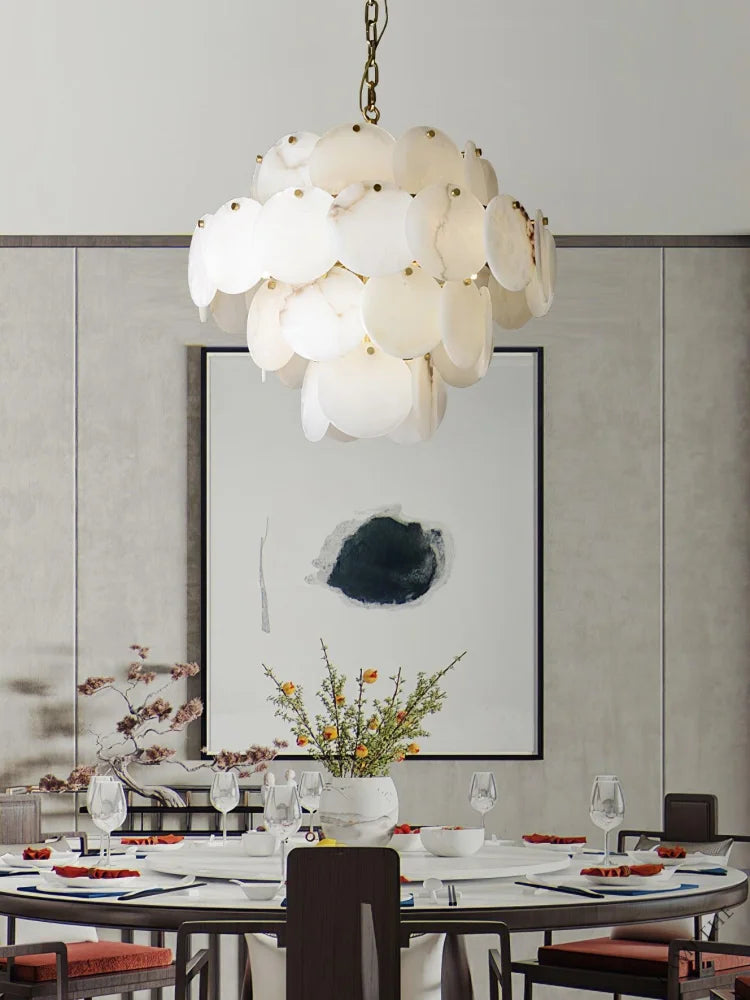 Alabaster Shell Brass Chandelier with 2/3/4/5/6 layer