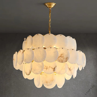 Alabaster Shell Brass Chandelier with 2/3/4/5/6 layer