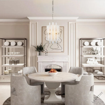 Alabaster Shield Long Pendant 12 Lights Chandelier