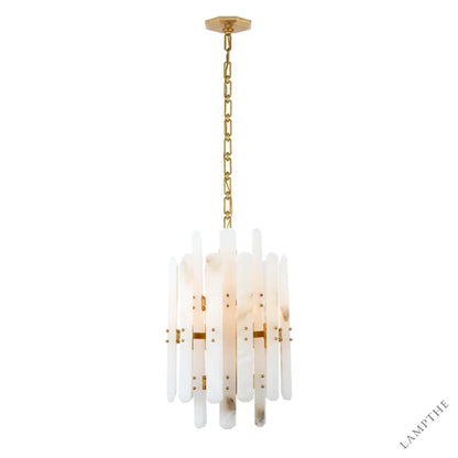 Alabaster Shield Long Pendant 12 Lights Chandelier