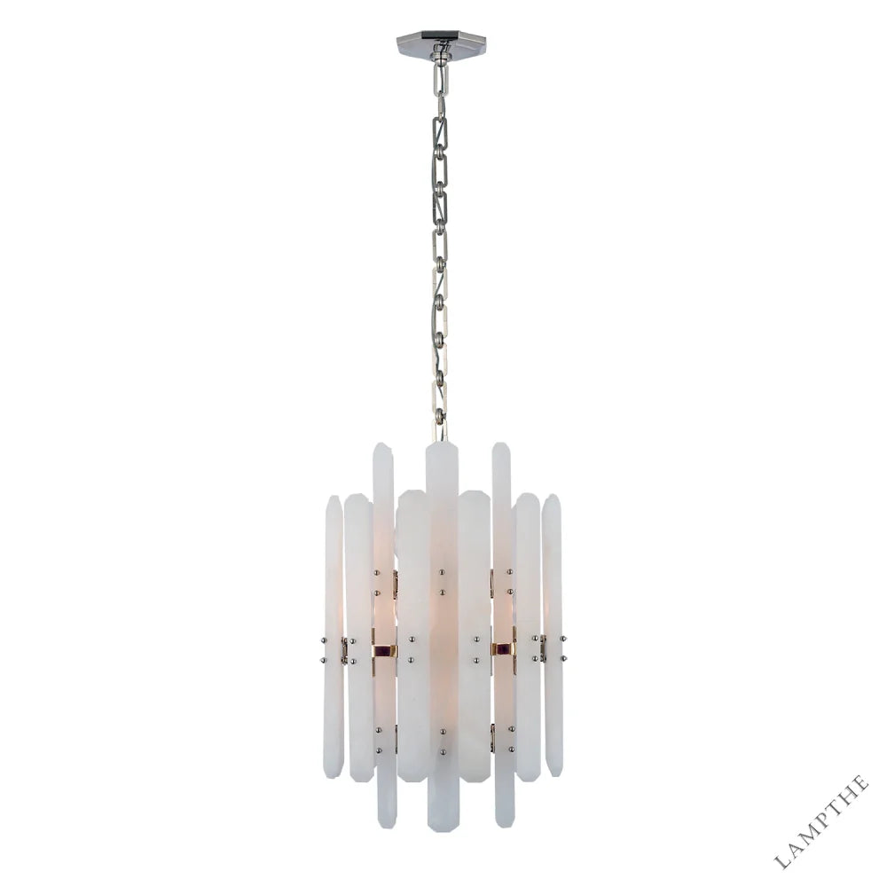 Alabaster Shield Long Pendant 12 Lights Chandelier
