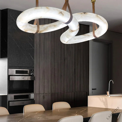 Alabaster Unique Curved Contemporary Nordic Alabaster Chandelier