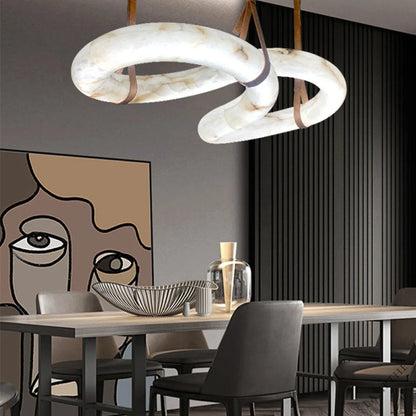 Alabaster Unique Curved Contemporary Nordic Alabaster Chandelier