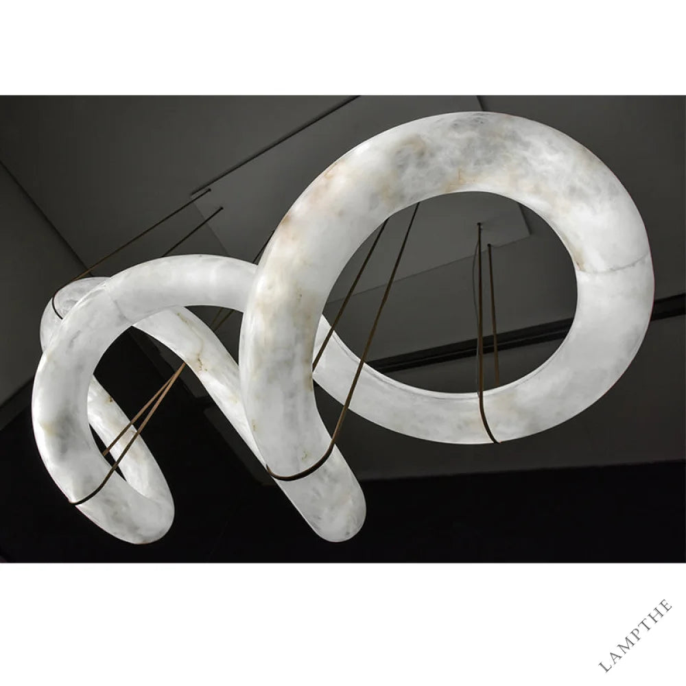 Alabaster Unique Curved Ethereal Alabaster Chandelier