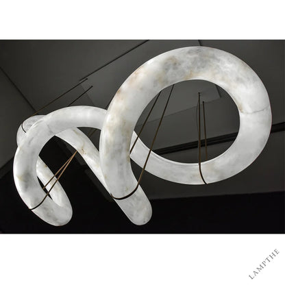 Alabaster Unique Curved Ethereal Alabaster Chandelier