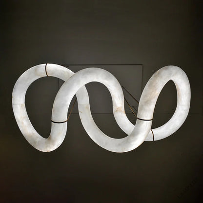 Alabaster Unique Curved Ethereal Alabaster Chandelier