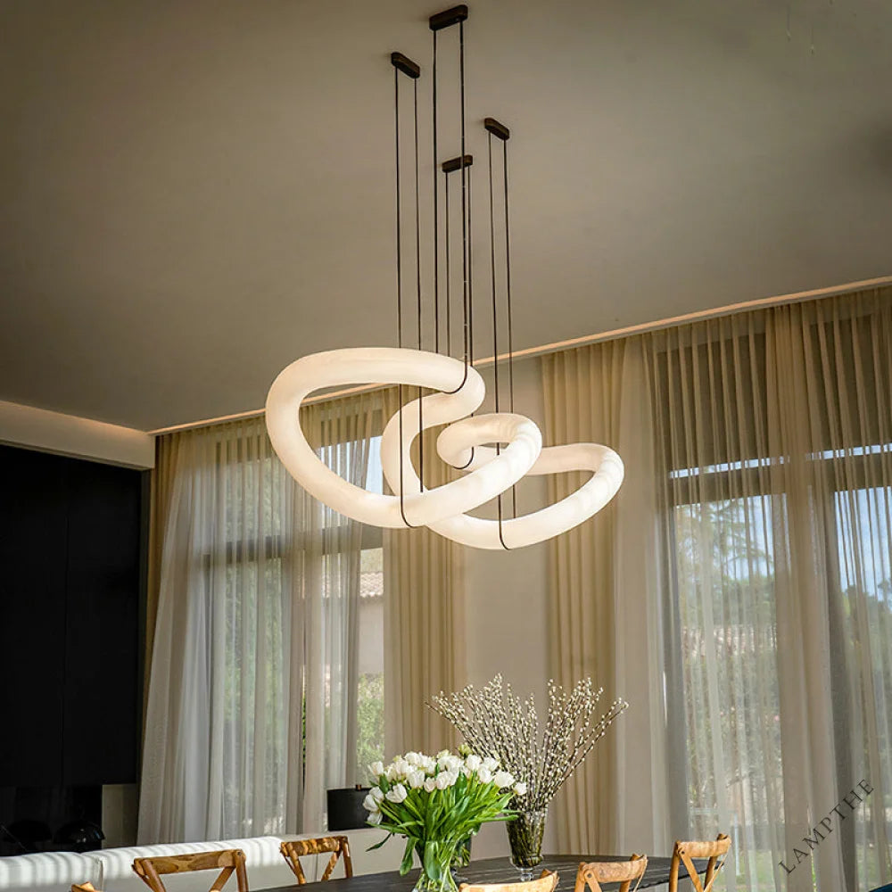 Alabaster Unique Curved Ethereal Alabaster Chandelier