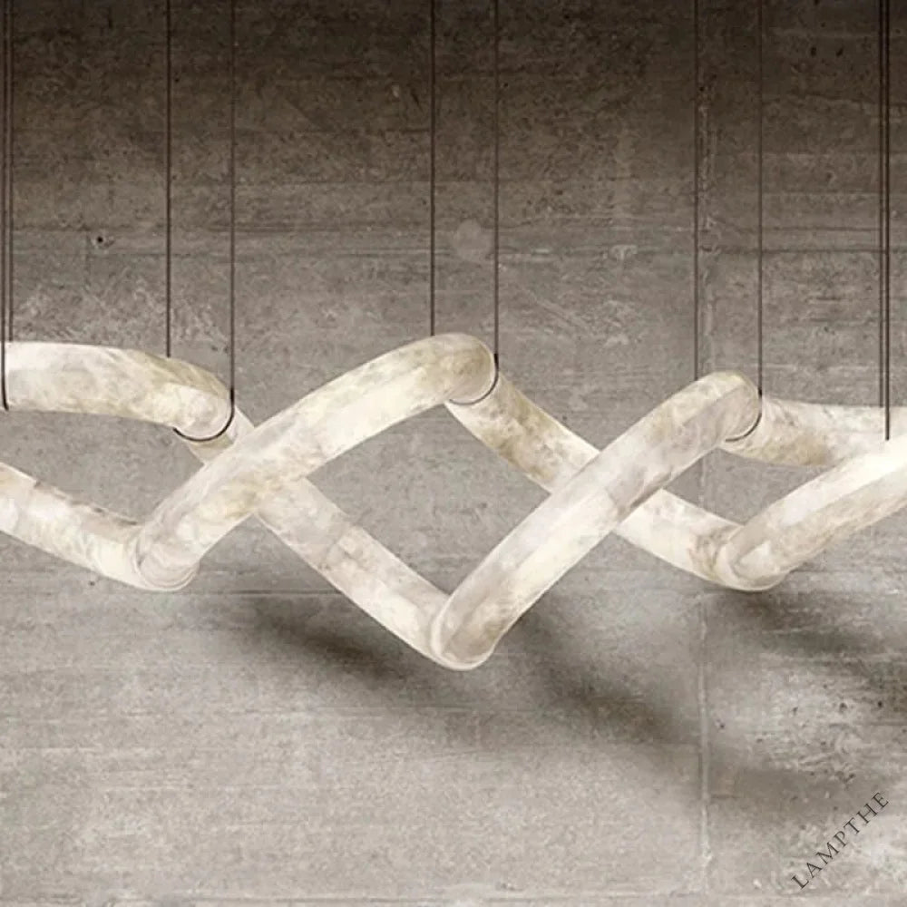 Alabaster Unique Curved Long Linear Chandelier