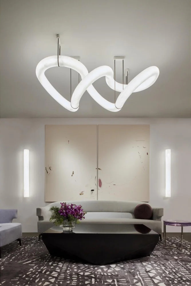 Alabaster Unique Curved Long Linear Chandelier