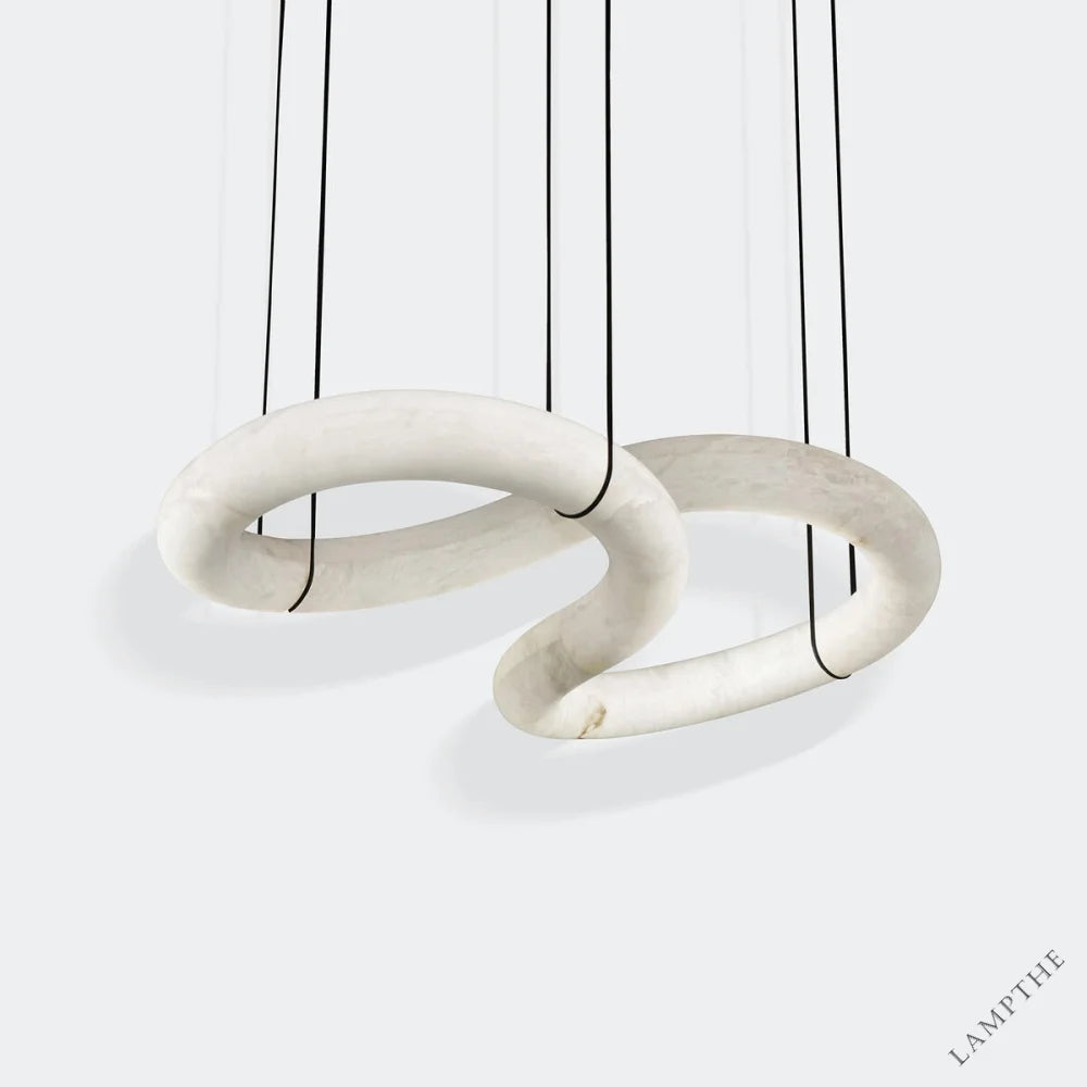 Alabaster Unique Curved Long Linear Chandelier