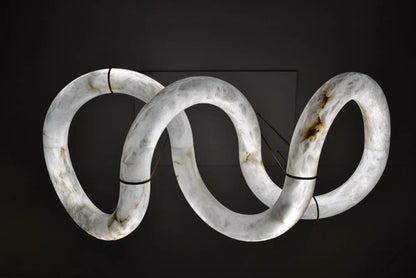 Alabaster Unique Curved Long Linear Chandelier