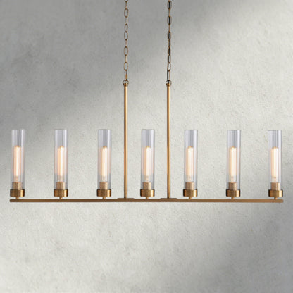 7 Light / Brass Andreas Linear Chandelier