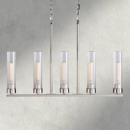 5 Light / Nickle Andreas Linear Chandelier