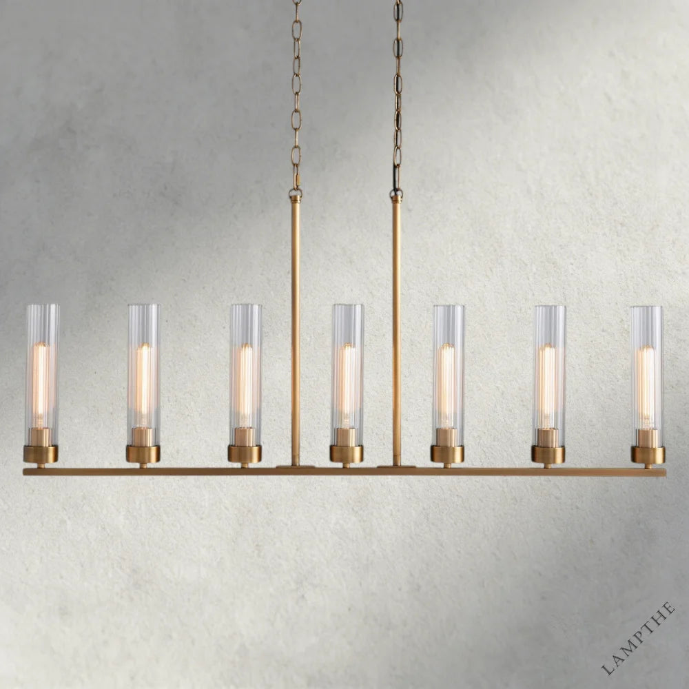 7 Light / Brass Andreas Linear Chandelier