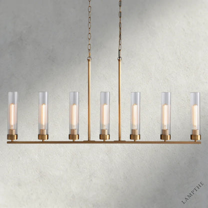 7 Light / Brass Andreas Linear Chandelier