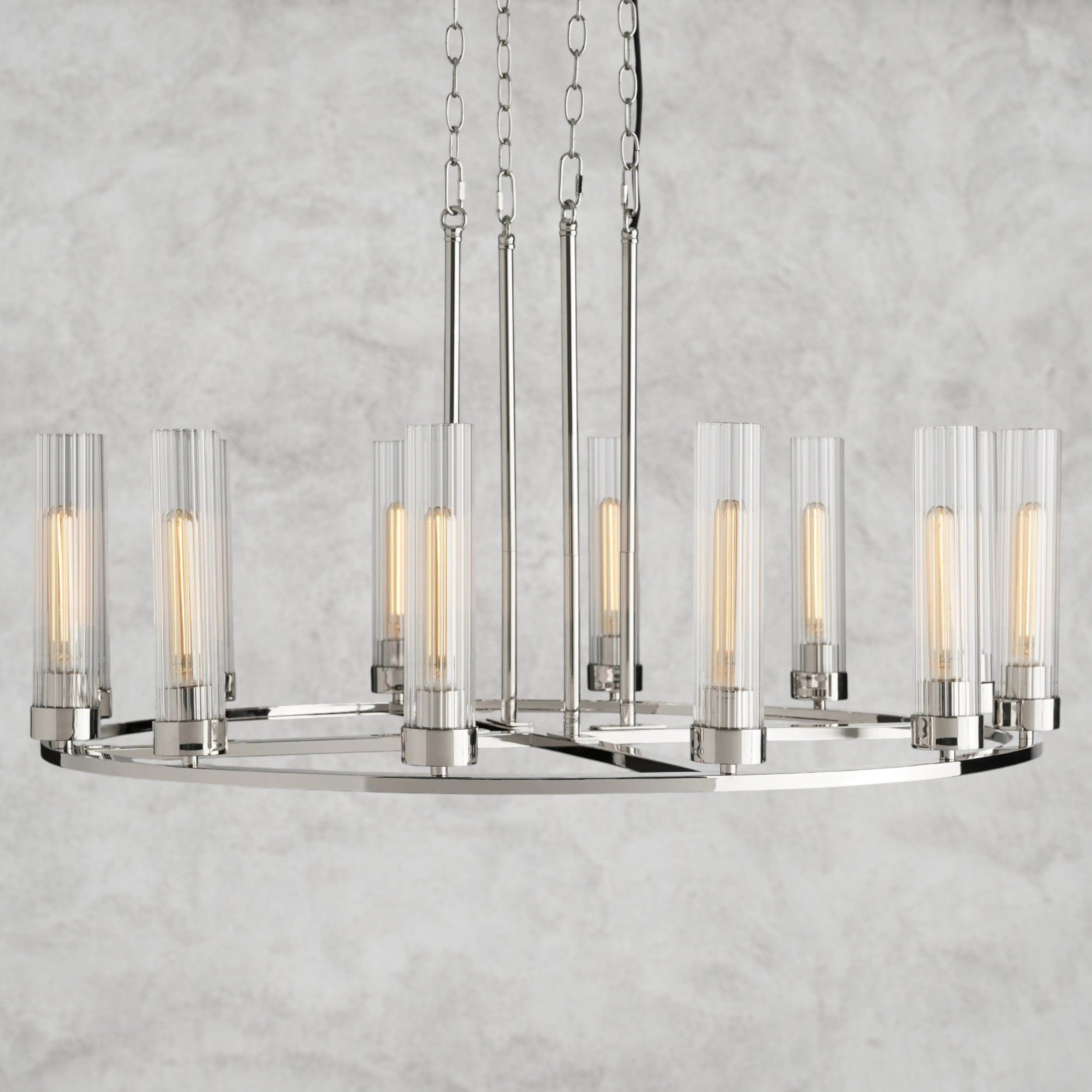 12 Light / Nickle Andreas Round Chandelier 10/ 12 Light