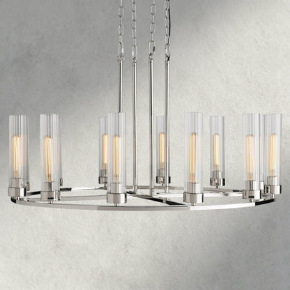 12 Light / Nickle Andreas Round Chandelier 10/ 12 Light