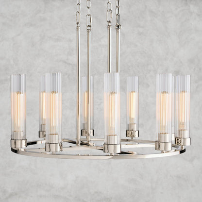 10 Light / Nickle Andreas Round Chandelier 10/ 12 Light