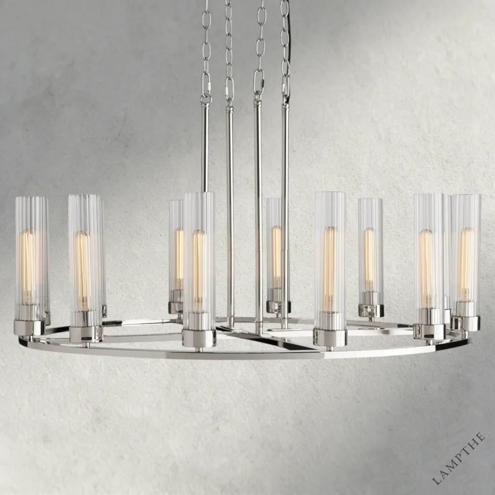 12 Light / Nickle Andreas Round Chandelier 10/ 12 Light