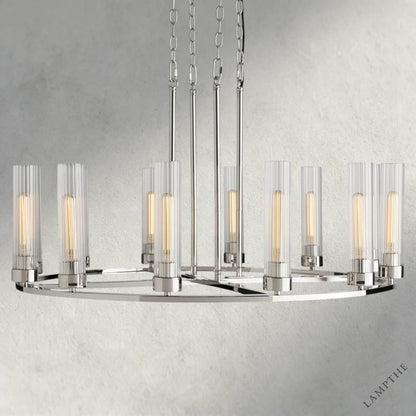 12 Light / Nickle Andreas Round Chandelier 10/ 12 Light