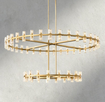 Brass Arcachon LED Round Two-Tier Chandelier 60"