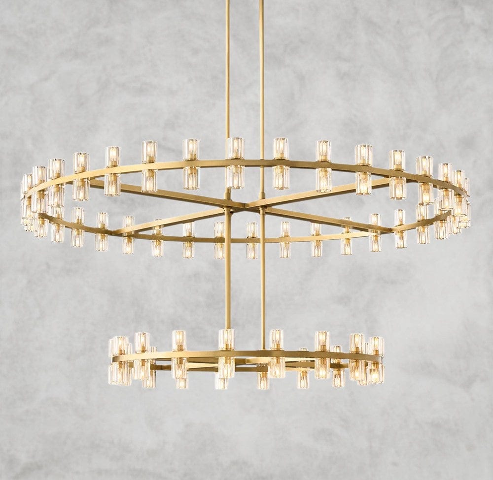 Brass Arcachon LED Round Two-Tier Chandelier 60"