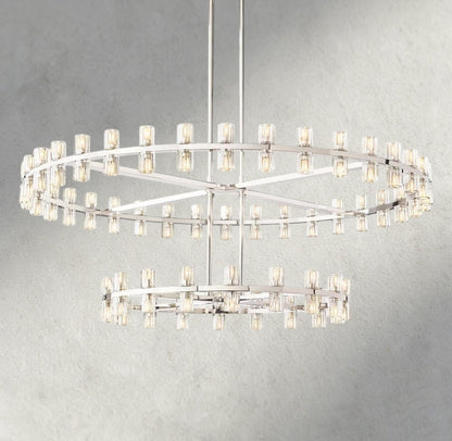 Nickel Arcachon LED Round Two-Tier Chandelier 60"