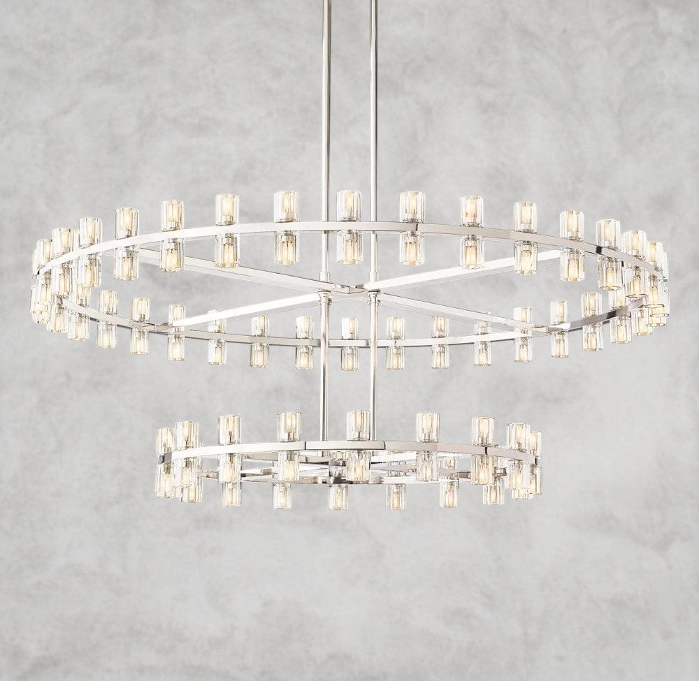 Nickel Arcachon LED Round Two-Tier Chandelier 60"
