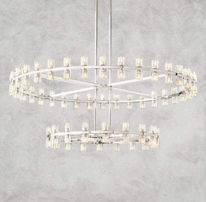 Nickel Arcachon LED Round Two-Tier Chandelier 60"