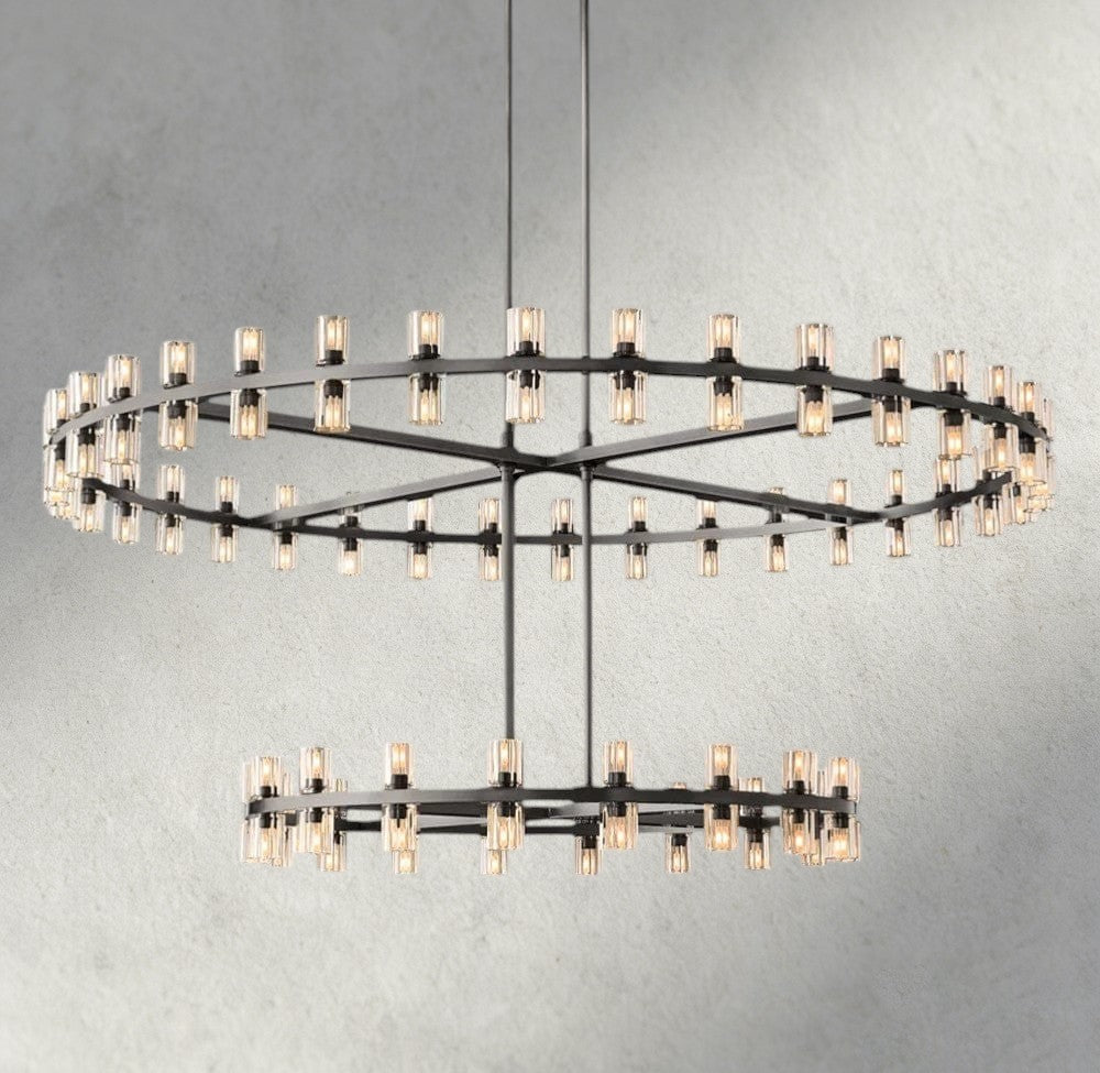 Bronze Arcachon LED Round Two-Tier Chandelier 60"