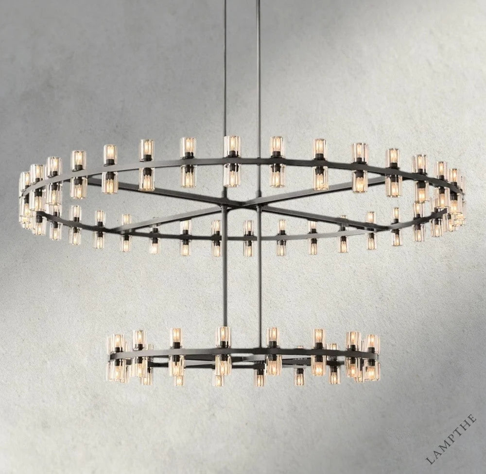 Bronze Arcachon LED Round Two-Tier Chandelier 60"