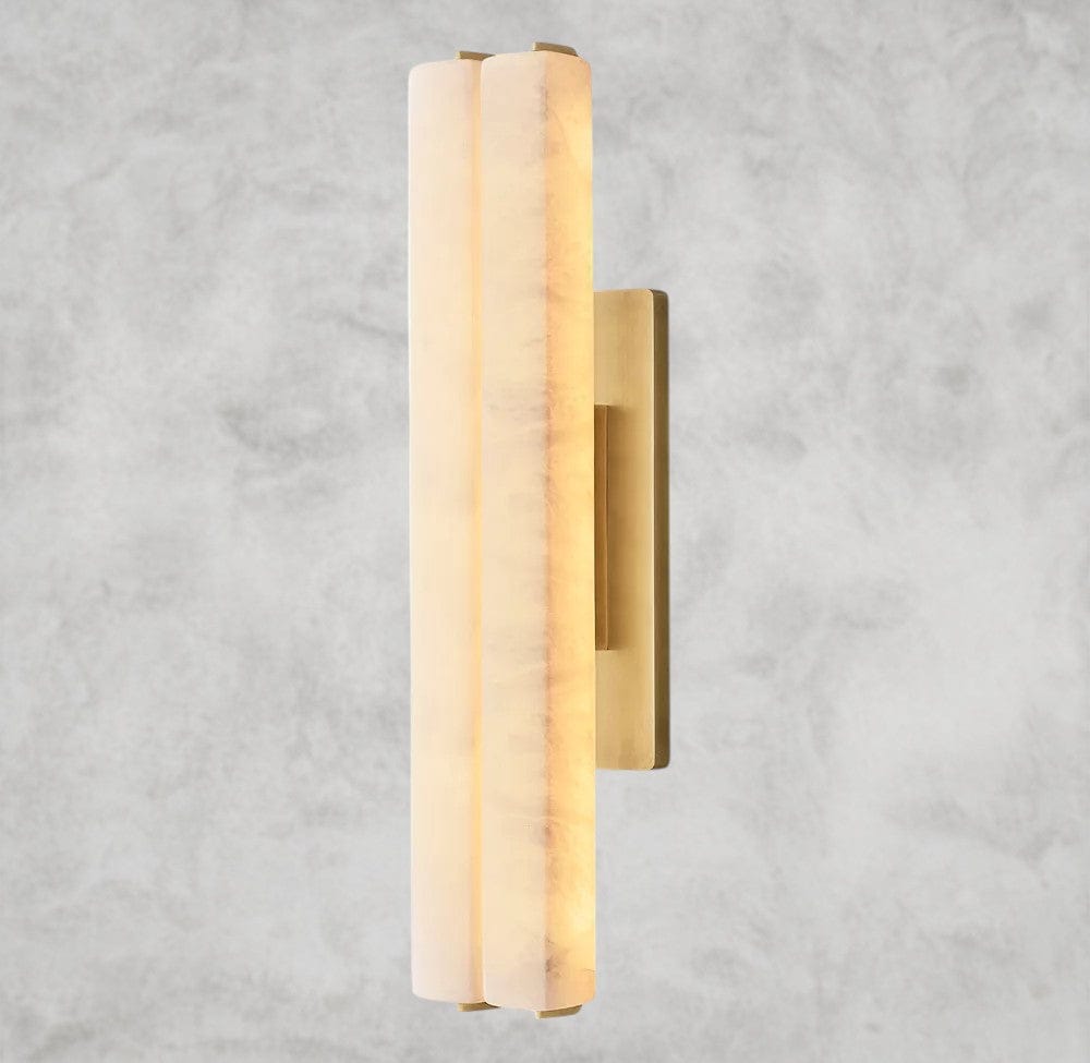 25" / Brass Audubon Alabaster Double Sconce