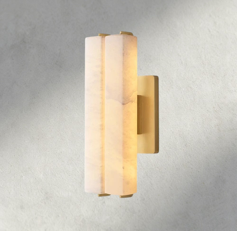 15" / Brass Audubon Alabaster Double Sconce