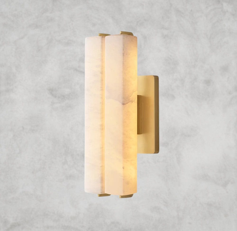 15" / Brass Audubon Alabaster Double Sconce