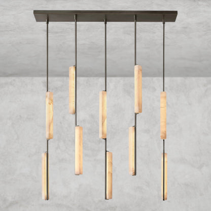 Bronze Audubon Alabaster Linear Chandelier 54"