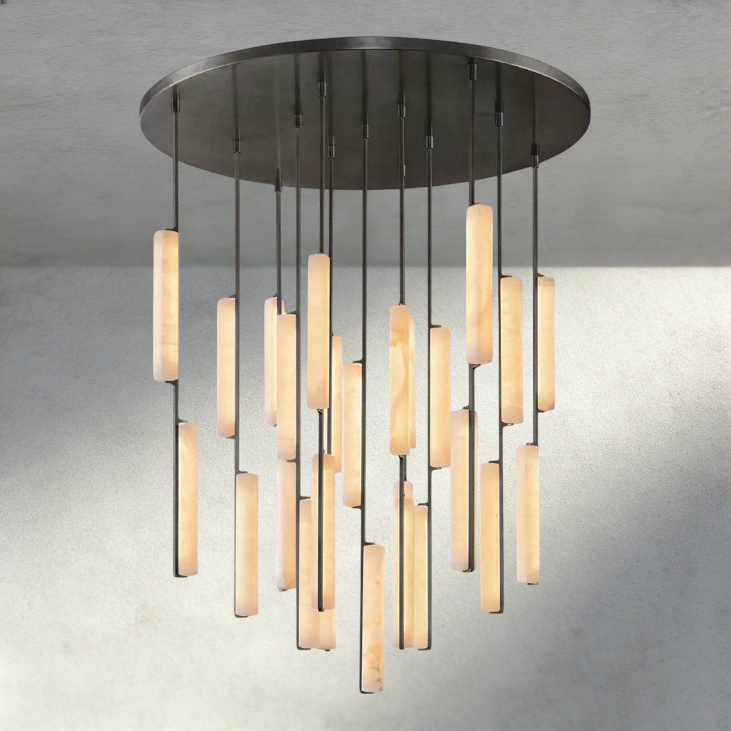 56" / Bronze Audubon Alabaster Round Chandelier 24", 40", 56"