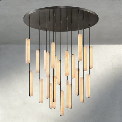 56" / Bronze Audubon Alabaster Round Chandelier 24", 40", 56"