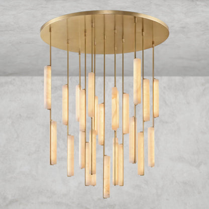 56" / Brass Audubon Alabaster Round Chandelier 24", 40", 56"