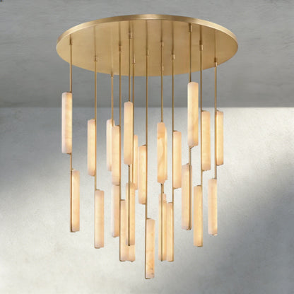 56" / Brass Audubon Alabaster Round Chandelier 24", 40", 56"
