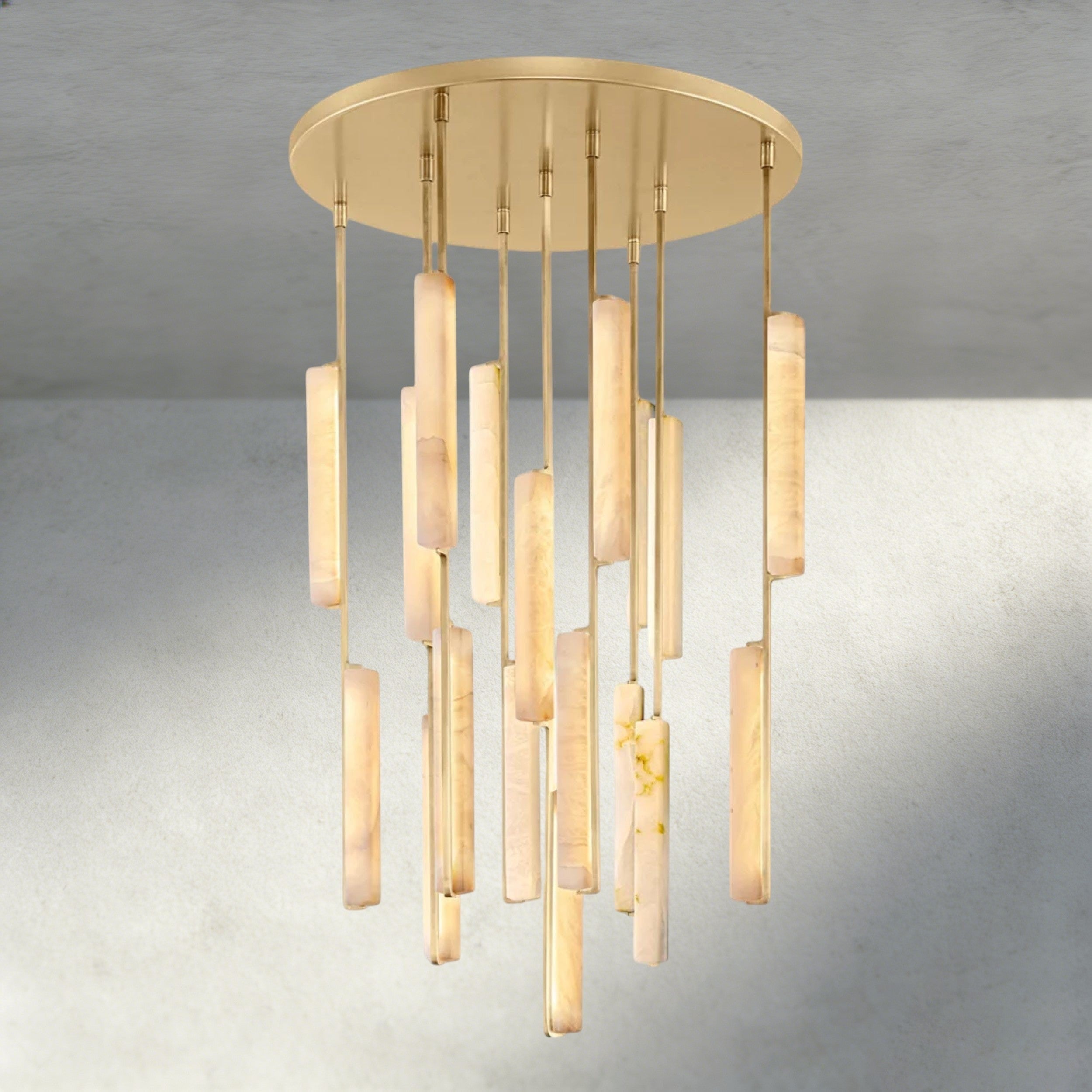 40" / Brass Audubon Alabaster Round Chandelier 24", 40", 56"