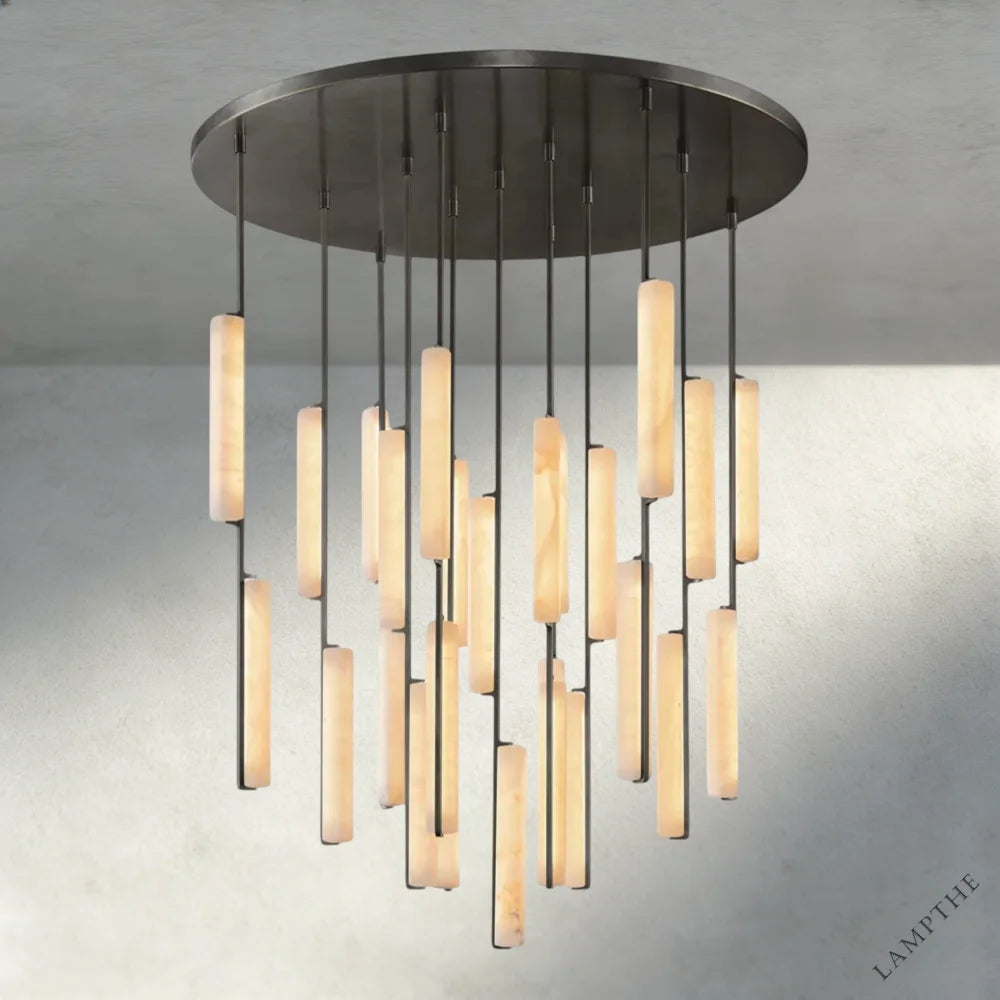 56" / Bronze Audubon Alabaster Round Chandelier 24", 40", 56"
