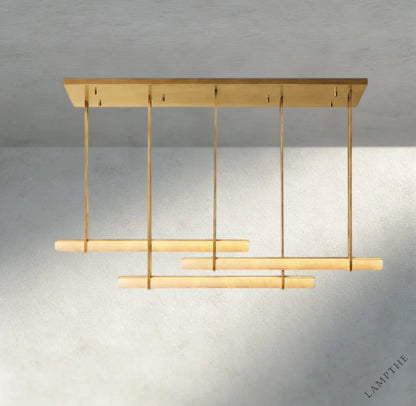 Audubon Alabaster Triple Bar Linear Chandelier