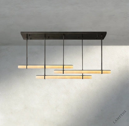 Audubon Alabaster Triple Bar Linear Chandelier
