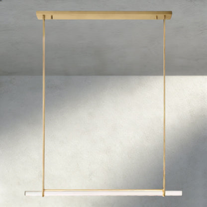 Brass Audubon Crystal Linear Single Bar Chandelier