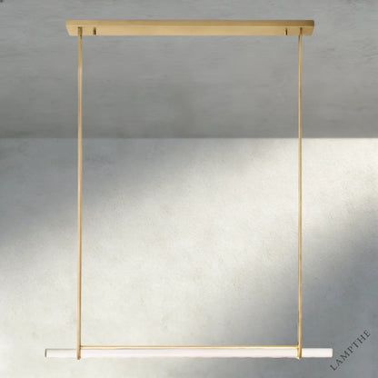 Brass Audubon Crystal Linear Single Bar Chandelier