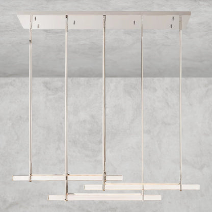 60" / Nickle Audubon Crystal Triple Bar Linear Chandelier 60", 72"