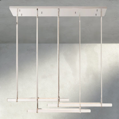 60" / Nickle Audubon Crystal Triple Bar Linear Chandelier 60", 72"
