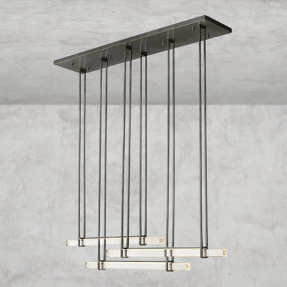 72" / Bronze Audubon Crystal Triple Bar Linear Chandelier 60", 72"