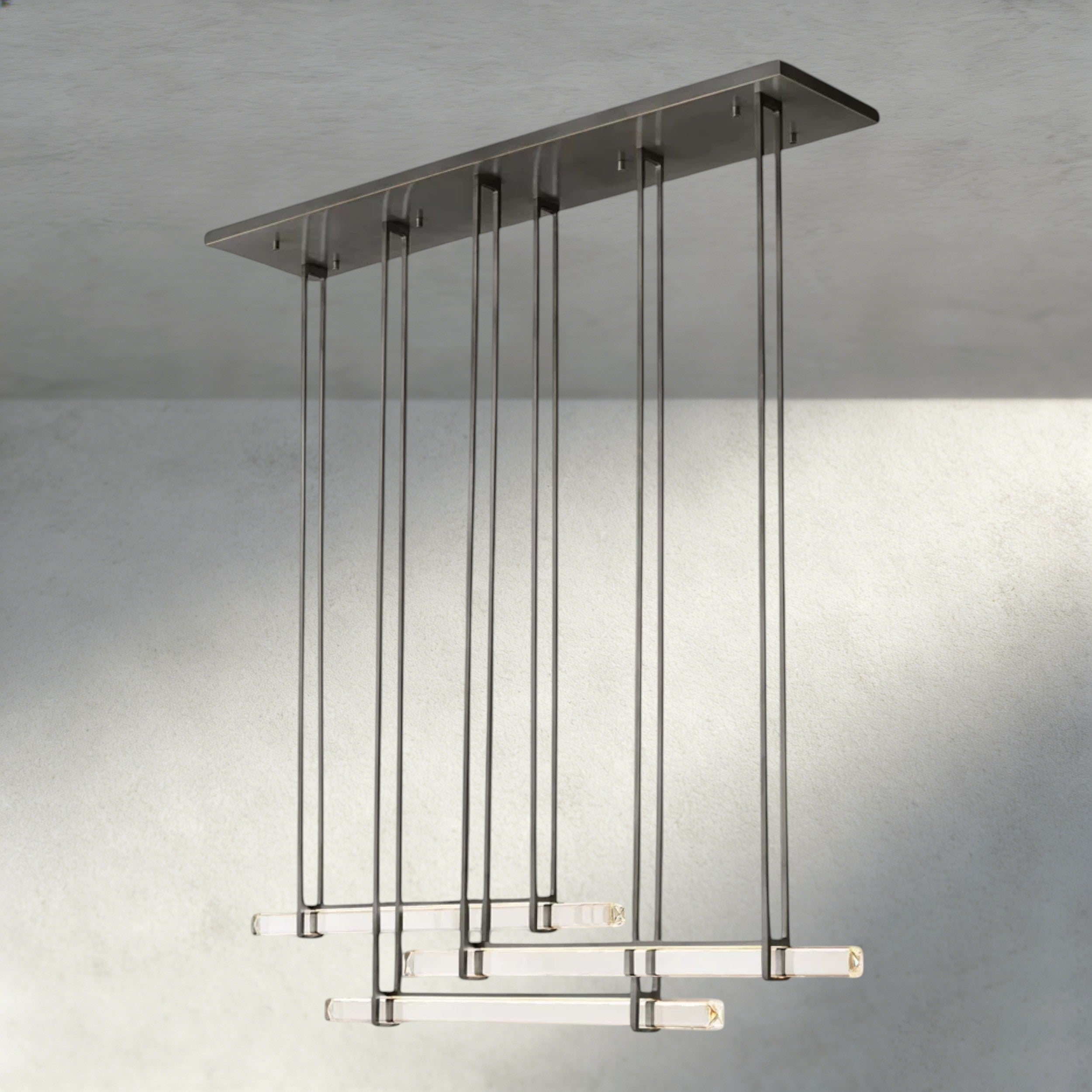 72" / Bronze Audubon Crystal Triple Bar Linear Chandelier 60", 72"